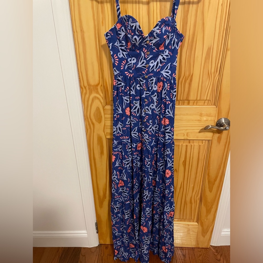 Agua Bendita Blue Sleeveless Spaghetti Strap Sundress